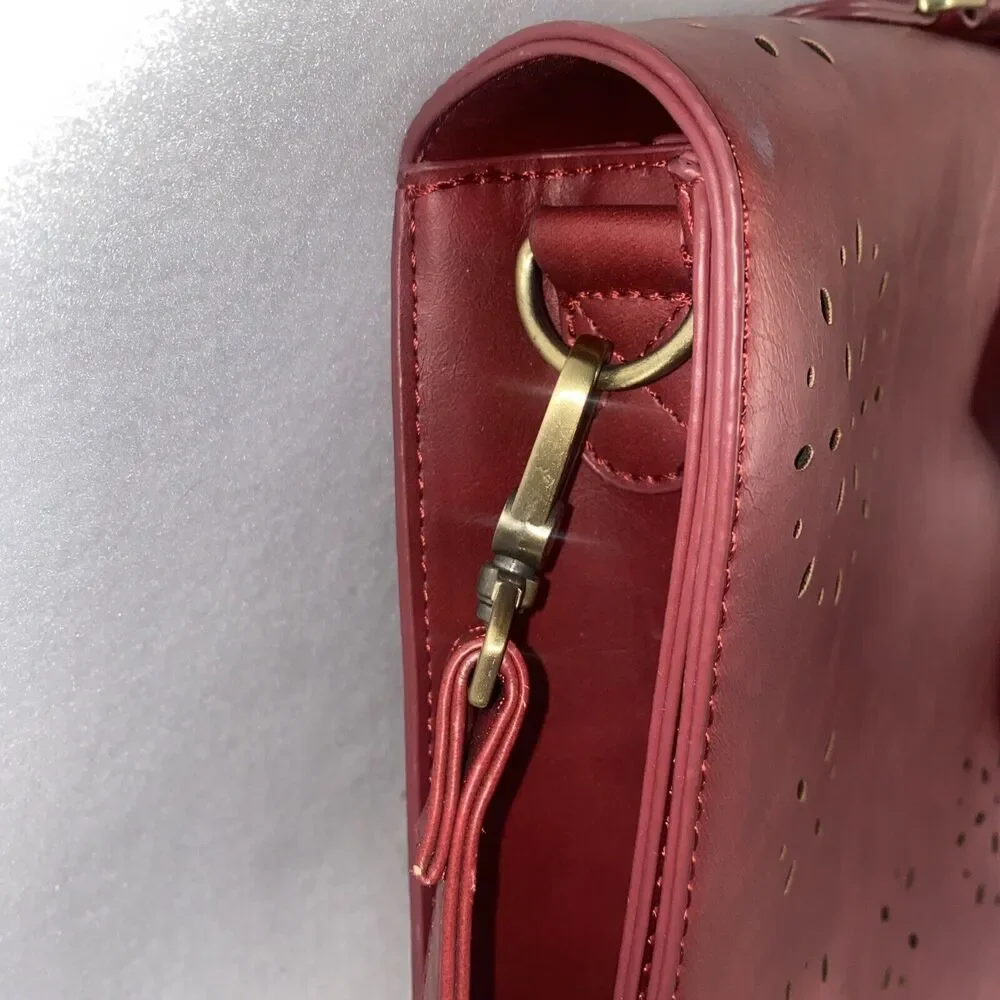 Ecosusi Vegan Leather Briefcase Padded Laptop Messenger purse Bag Red Office
